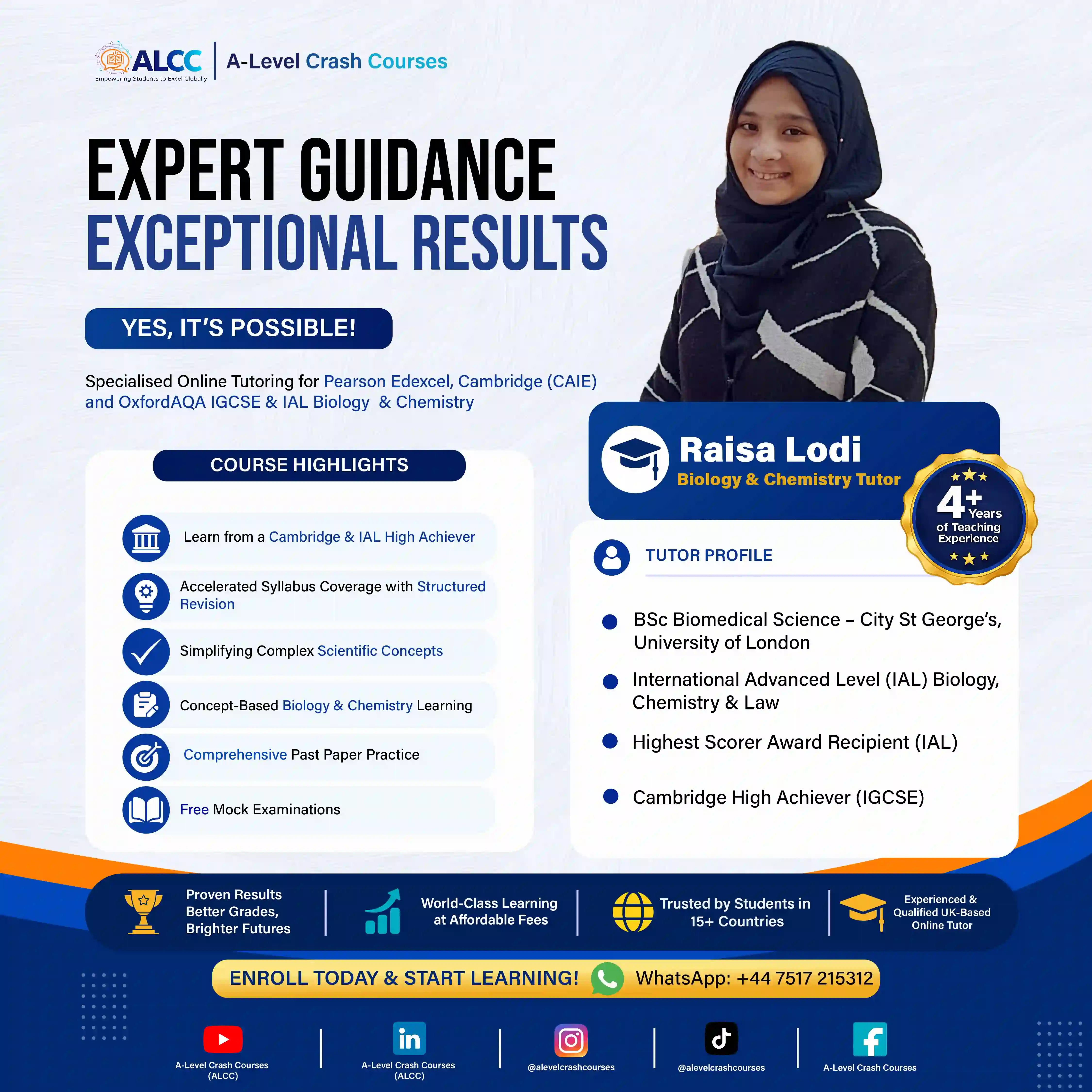 Raisa Lodi - Biology & Chemistry Tutor Poster